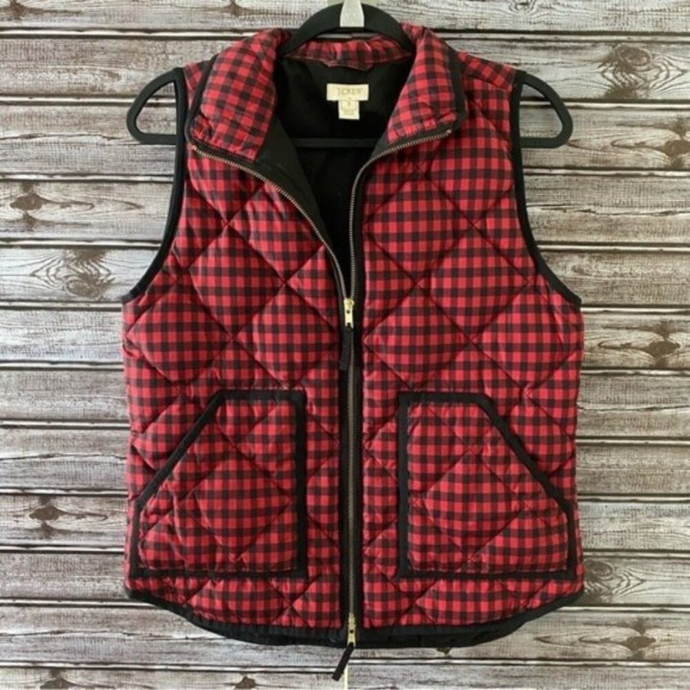 J‎ Crew Women's Gingham Plaid Down Filled Vest Size S